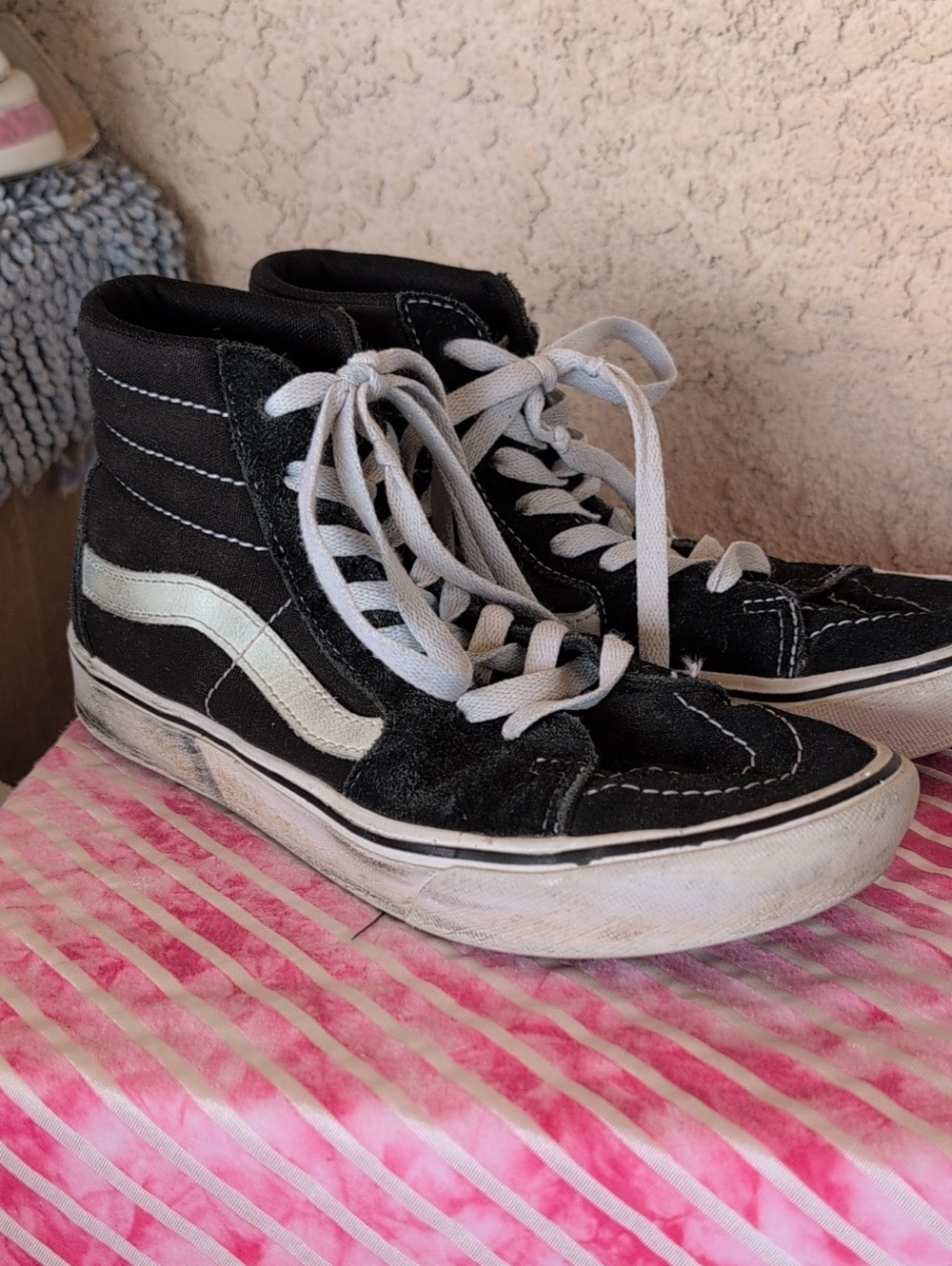 Vans Black High-Top Sneakers with White Side Stripe